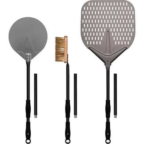 Alfa Forni Pizza Schaufel Set Medium Ø 30cm Schaufel + Wender + Reinigungsbürste AC-SETPALE-M