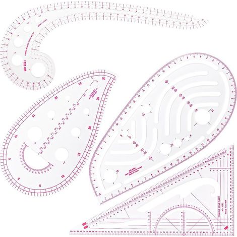 LaBlanc – Nählineal, 4-teiliges Set mit Papageienmotiv, Bekleidungslineal, Nähmaßzeichnung aus Kunststoff, DIY-Nählineal-Set, gebogene Nähwerkzeuge, transparente Nählineale (1/5)