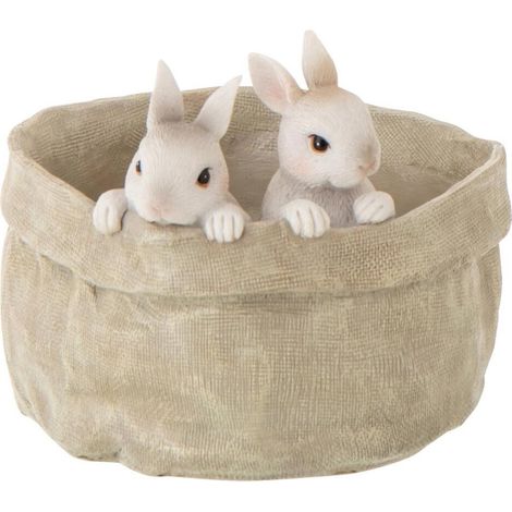 Cache-Pot Lapins en Résine "Bunny" 19cm Beige (1/2)