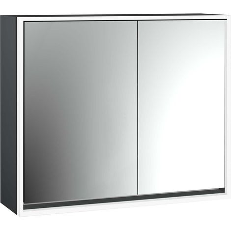 loft Armario con espejo iluminado, 800mm, 2 puertas, modelo de
