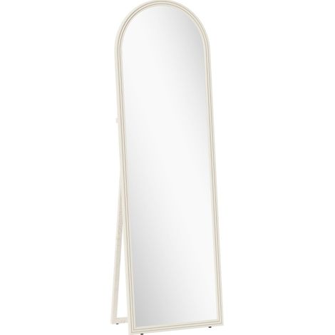 Specchio a figura intera 50x160 cm con cornice bianca a arco, da appoggio o da parete (1/5)