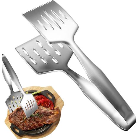 Edelstahl-Grillzange – Ergonomisches, hitzebeständiges Küchenwerkzeug für Grillabende zu Hause, Restaurants und Camping. Grillzubehör für Grillpartys, Picknicks und den Garten. (1/5)