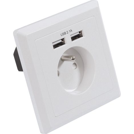 Prise encastrable 16A T + 2 chargeurs USB (1/5)