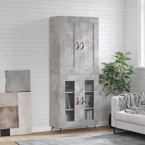 Buffet haut,Buffet de salon,Commode Meuble de rangement,Style Industriel Gris béton 69,5x34x180 cm Bois d'ingénierie VNWE227967 (1/5)