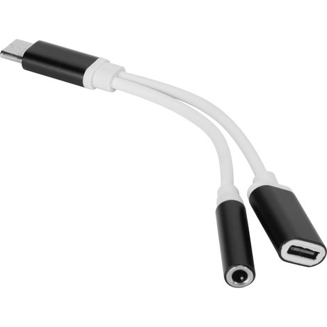 Adaptateur USB-C vers Jack 3.5mm avec Charge Rapide et Double Sortie Audio - Noir
