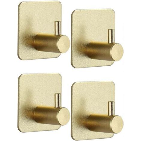 Badezimmerhaken, Set mit 4 selbstklebenden Haken aus Edelstahl 304 für Badezimmer, Schlafzimmer, Küche, selbstklebende Türhaken zum Aufhängen von Mänteln, Handtüchern, goldfarben.