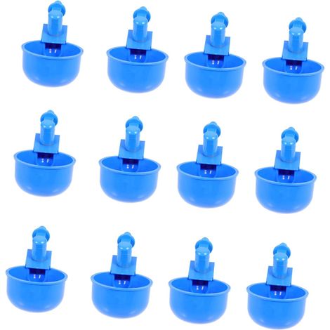 Distributeur d'eau Automatique pour Poulets en Plastique Bleu, Lot de 12 Gobelets Multifonctions Pratiques et Peu Encombrants pour Ferme et Pâturage (1/5)