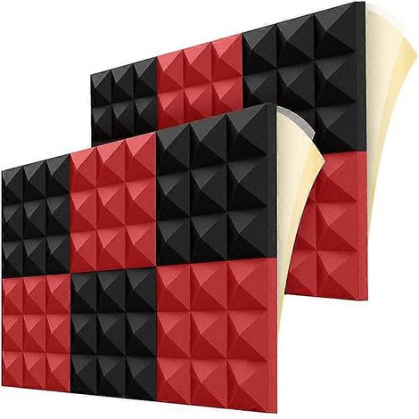 Panneaux de mousse acoustique, panneaux pyramidaux insonorisants de 5 x 30 x 2,5 cm (2 x 12 x 1 pouce), isolation phonique haute densité (1/5)