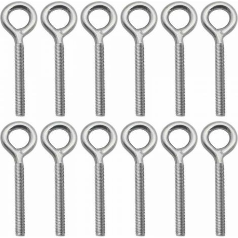 Lot de 12 Boulons à Oeil en 304 Acier Inoxydable Vis à Anneau Piton à Visser pour Balançoire Machine Extérieure - M4 (1/5)