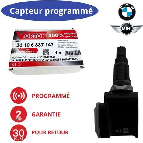 BMW 433MHz pre-programmed TPMS sensor – compatible with X3/X4/X5/X6/X7/M3/M4/M5/M8, aluminum/steel wheels