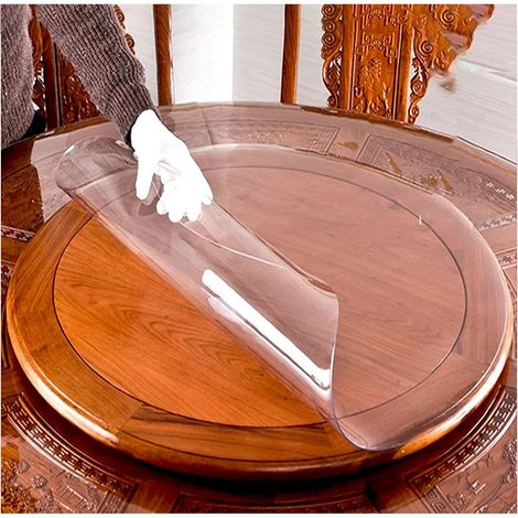 Nappe Transparente Ronde 1.5mm 63cm Protection de Table AntiTache Avec (1/5)