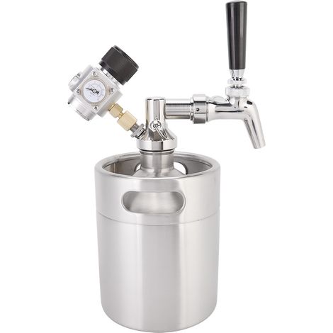 2-Liter-Mini-Bierfass-Set aus Edelstahl mit Zapfhahn, Speer und Manometer für das Heimbrauen (1/5)