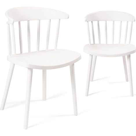 Ensemble de 2 chaises de bar Windsor noires de style western rétro, assise et dossier larges (noir) (1/5)
