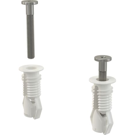 VITI DI MONTAGGIO IN ACCIAIO INOX CON TAPPO DI ESPANSIONE SUPERIORE PER CERNIERE WC A602 A674S