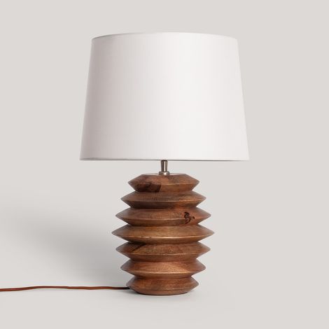 Tischlampe Holz Vihaan ILUZZIA Weiß