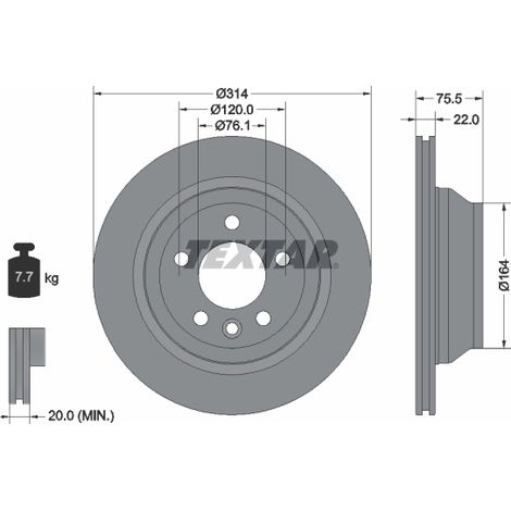 Lot de 2 Disques de frein Textar 92121903 VW 7L6615601C 7L6615601E 7L6615601G