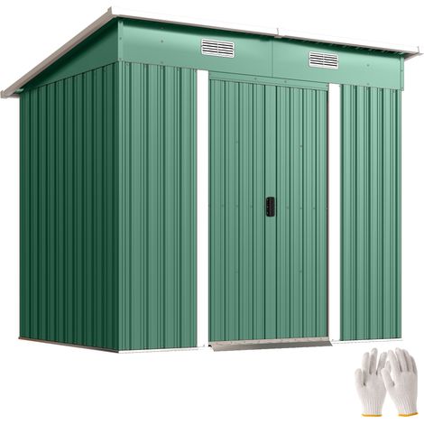 Outsunny 7 x 4ft Outdoor Garden Storage Shed for Garden Green