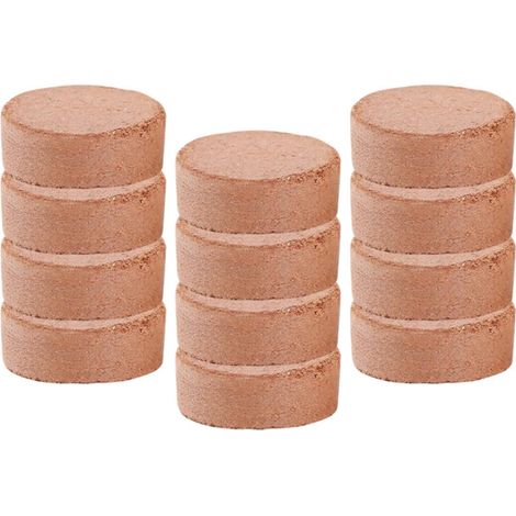 60 Blocs de Terreau Compressé en Fibres Végétales Marron, Matériel Synthétique, Pratique Semis en Intérieur ou Extérieur (1/5)