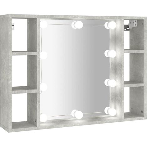 vidaXL Mueble con espejo y luces LED gris hormigón 76x15x55 cm (1/2)