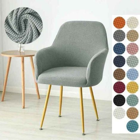 Housse de chaise à bras haut,en polaire extensible,pour salle à manger,pour fauteuil,siège de cuisine- Light grey-2pcs Chair Cover