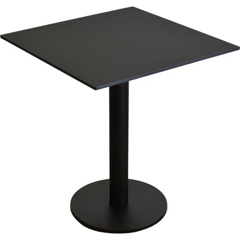 Table pour balcon et jardin, stratifié haute pression (HPL) imperméable de 12 mm, 65 x 65 cm, noir mat, pieds ronds (1/3)