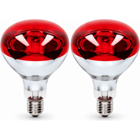 Pack 2 Bombillas Infrarrojas 250W E27 Ø125 mm  Lámparas de Calor Rojo para Fisioterapia, Criaderos y Hostelería (1/5)