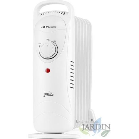 Riscaldatore ad olio junior con 7 elementi riscaldanti. Potenza massima di 1000 W. Termostato regolabile