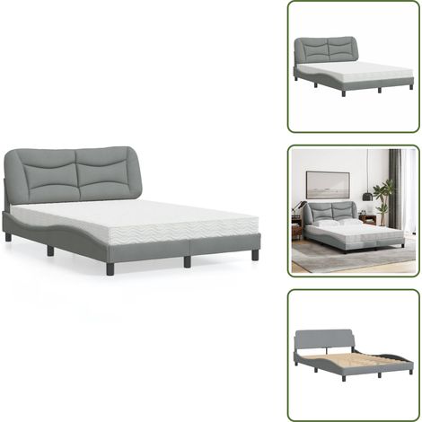 Bett mit Matratze Hellgrau 120x200 cm Stoff - Bettsofa - Boxspringbetten - Doppelbett - Einzelbett - Lattenrost (1/5)