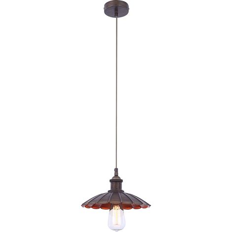 Lampada a sospensione in vetro ondulato retro marrone Lampada a sospensione in vetro marrone, 1x attacco E27, DxH 25x130 cm