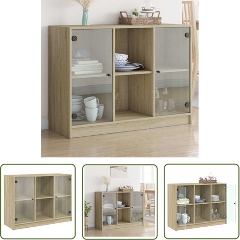 The Living Store Sideboard Sonoma-Eiche 102x37x75,5 cm Holzwerkstoff - Schreibtisch - Wohnzimmermöbel - Sideboard - Holz Sideboard - Möbel Online Kaufen (1/5)