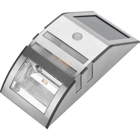 Lampe Murale d'extérieur à détecteur de Mouvement, Applique Murale Solaire d'extérieur à 2 LED, Lampes de sécurité de Jardin en Acier Inoxydable pour Maison, Garage (White) (1/5)