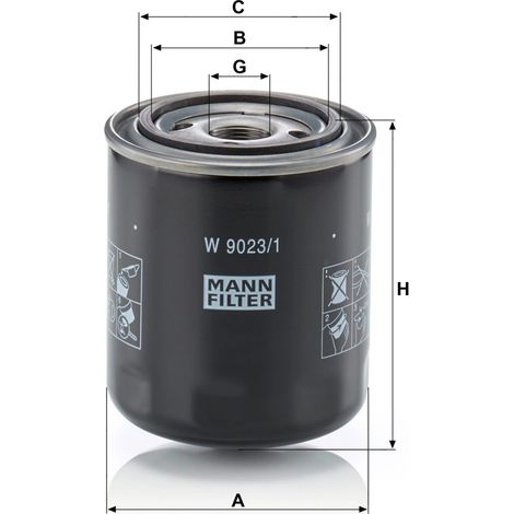 Filtre à huile type vissé Mann Filter W9023/1