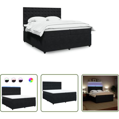 vidaXL Sommier à lattes de lit et matelas Noir 200x200 cm Velours (1/5)