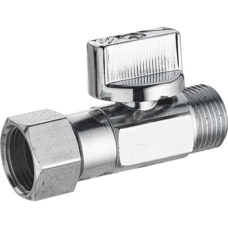 Noyon & Thiebault – Robinet d'arrêt droit 1/4 de tour pour WC – Laiton chromé – Raccords mâle 3/8" – Écrou tournant femelle 3/8" pour installation facile