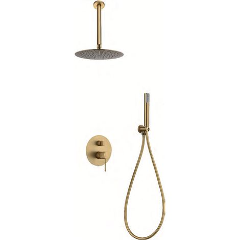 Conjunto de ducha monomando con un diseño moderno de color oro cepillado top Line de Imex (1/5)