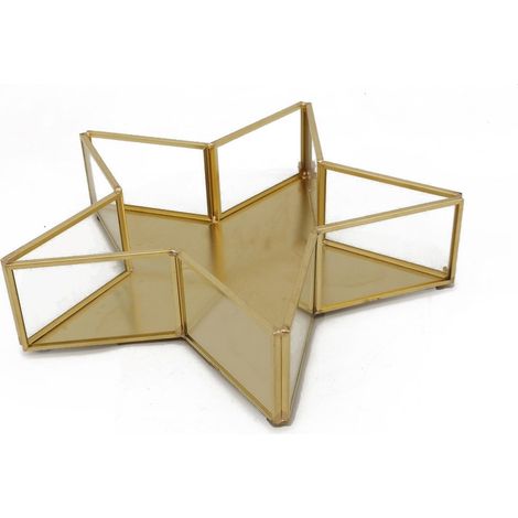 Vimin Box Stella Ciotola Vetro Metallo D 20 Cm H 5 Cm Oro