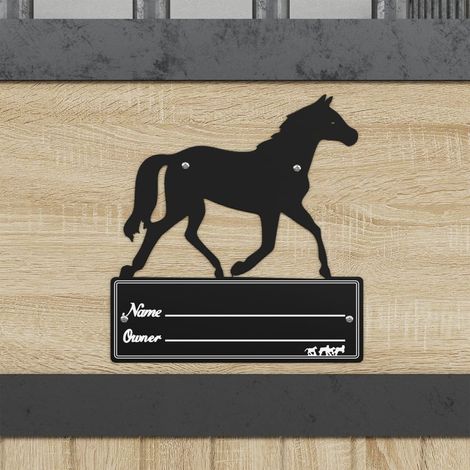 Namensschild für Pferdebox Schwarz Stahl vidaXL (1/5)