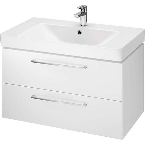 Cersanit Lara - Meuble avec lavabo, 45x79x45 cm, 2 tiroirs, blanc S801-338-DSM (1/3)