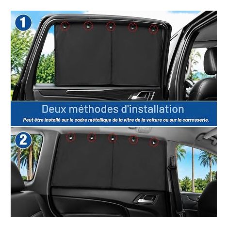 Rideau de Voiture Rideaux Magnétiques de Voiture à Double Couche 71 x 41cm Aimants pour Fenêtres Arrière Bloquer Les Rayons UV Taille Universelle (1/3)