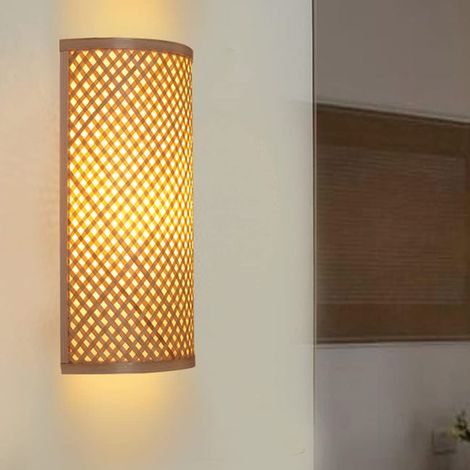 Rustic bamboo wall lamps, bohemian-style wall lamps, beautiful rattan wall lamps, small hallway wall lamps (including light bulbs). (1/4)