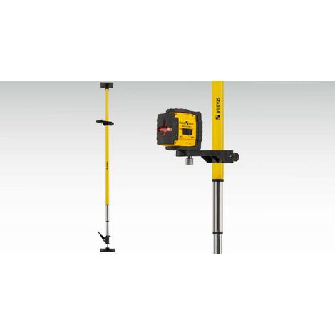 Stabila – Barre télescopique laser 20cm à 365cm – Positionnement variable – Plateforme avec filetages 1/4" et 5/8" – Pour chantiers humides