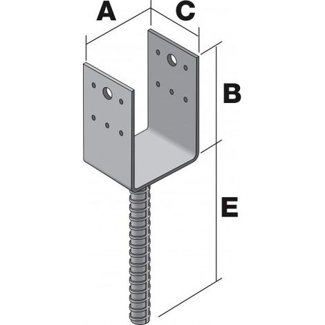 Simpson Strong Tie – Pied de poteau en U à sceller 80x70mm – épaisseur 5mm – pour béton armé – installation facile dans le béton