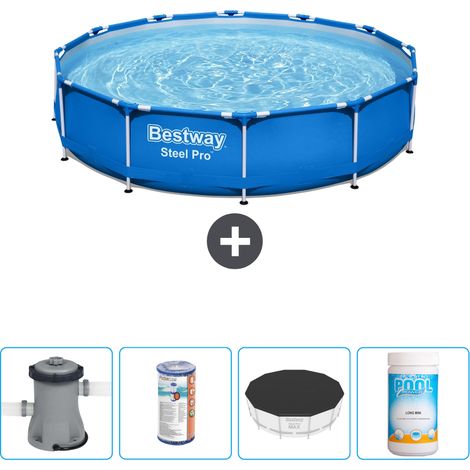 Piscine Bestway Ronde Steel Pro - 366 x 76 cm - Bleue - Comprend des Accessoires CB51 (1/4)