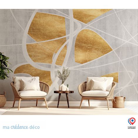 Papier peint : Courbes et effet doré - Intissé - L.300 x H.280 cm (1/5)