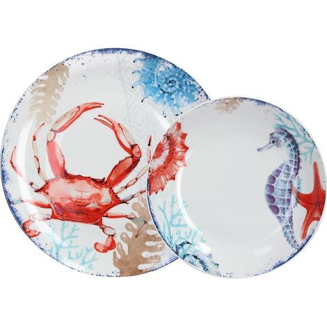 Servizio di Piatti da Tavola in Ceramica Aquarium 12 Pezzi
