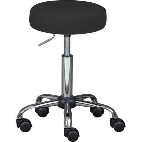 sgabello pu nero girevole con ruote, 33x33x50-66 cm (1/4)