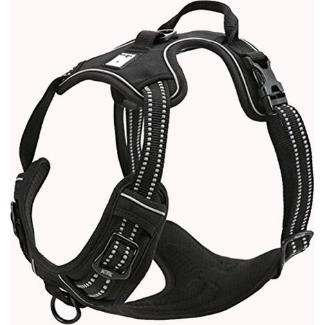 Harnais pour chien réfléchissant réglable dissuader tirer gilet pour animaux de compagnie Durable voiture Nylon TLH5651 chien laisse Husky (L) (1/4)