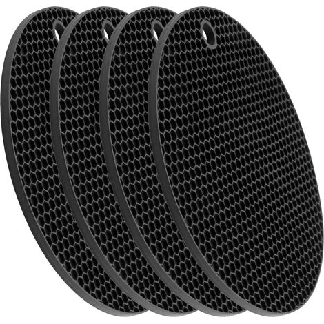 Lot de 4 tapis en silicone antidérapants, ultra-résistants et résistants à la chaleur, pour poêles, bouilloires et casseroles  protection optimale des surfaces de la cuisine et de la table. (1/5)