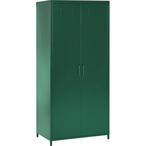Armario de metal verde 76 x 50 cm 2 puertas 4 estantes almacenaje oficina Varna