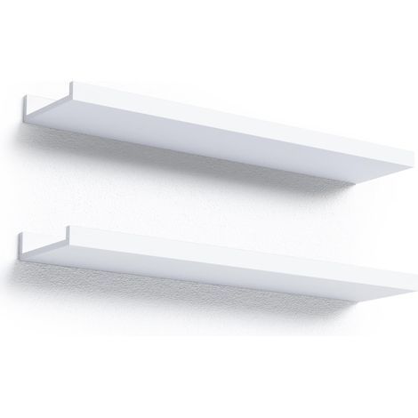 Étagères flottantes blanches pour mur Lot de 2, Étagères flottantes en bois de 60 CM Modernes pour présentoir de photos, décor mural, pour décor de pièce, salon, chambre à coucher, salle (1/5)